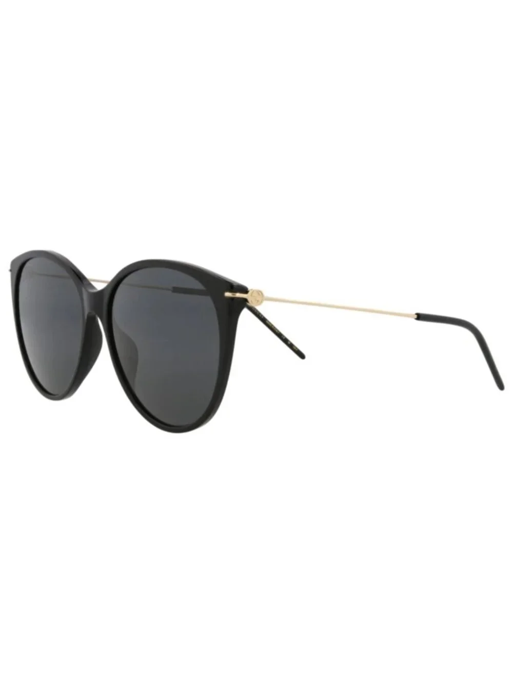 New Gucci Women's Sunglasses Cat Eye Recycled Acetate Frame Black Gold Grey